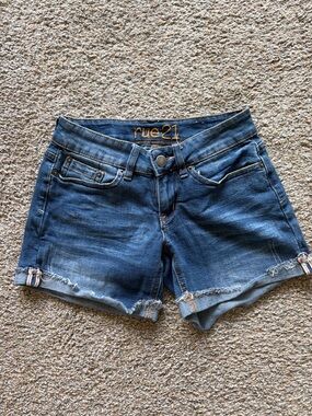 Rue21 Medium Blue Distressed Denim Shorts